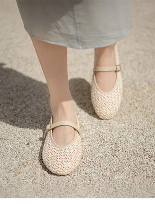 Lea Mesh Mary Jane Flat Shoes 1cm