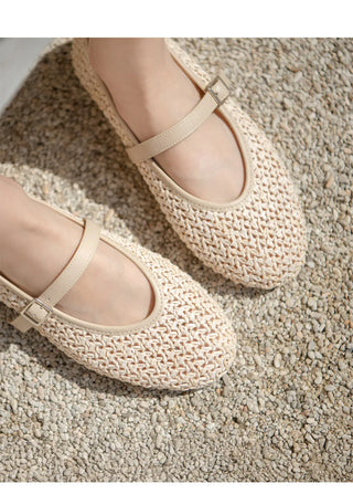 Lea Mesh Mary Jane Flat Shoes 1cm