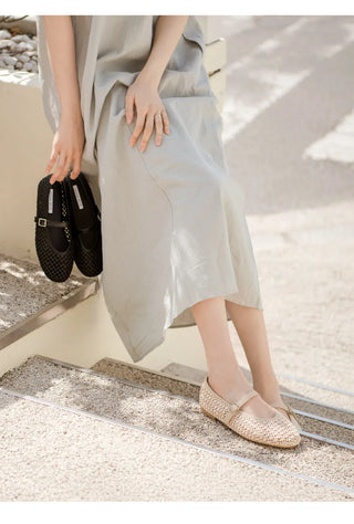 Lea Mesh Mary Jane Flat Shoes 1cm