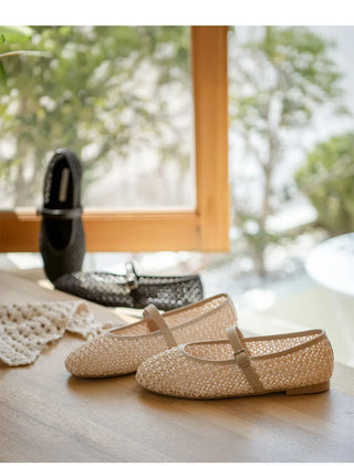 Lea Mesh Mary Jane Flat Shoes 1cm