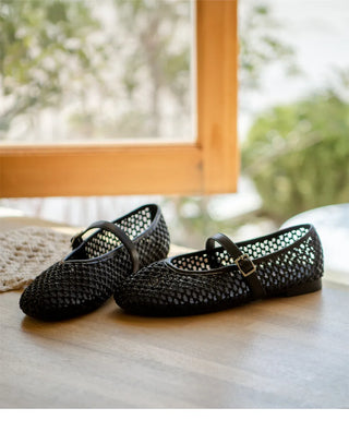 Lea Mesh Mary Jane Flat Shoes 1cm