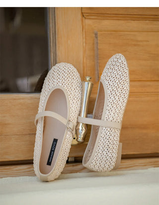 Lea Mesh Mary Jane Flat Shoes 1cm