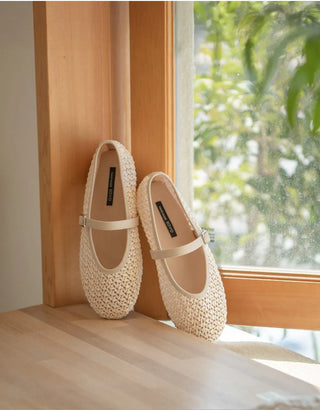 Lea Mesh Mary Jane Flat Shoes 1cm