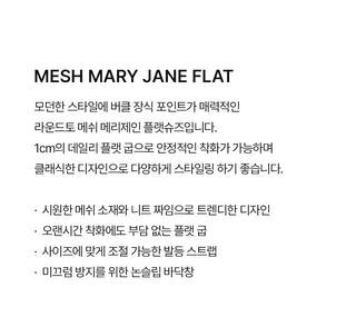 Lea Mesh Mary Jane Flat Shoes 1cm