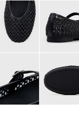 Lea Mesh Mary Jane Flat Shoes 1cm