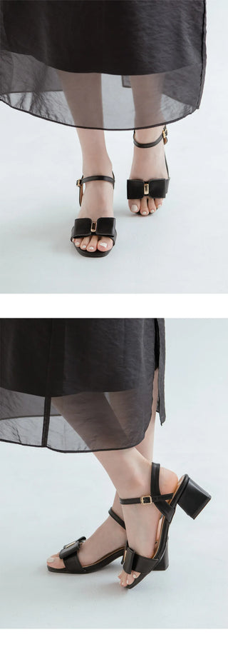 Rib ribbon strap sandals 5cm