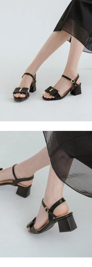 Rib ribbon strap sandals 5cm