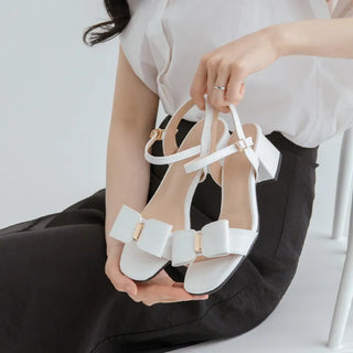 Rib ribbon strap sandals 5cm