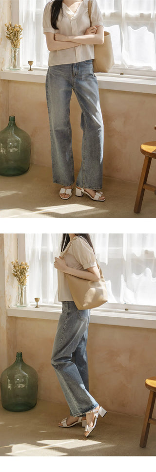 Rib ribbon strap sandals 5cm