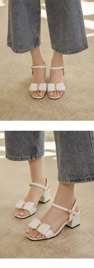 Rib ribbon strap sandals 5cm