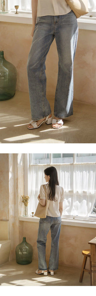 Rib ribbon strap sandals 5cm