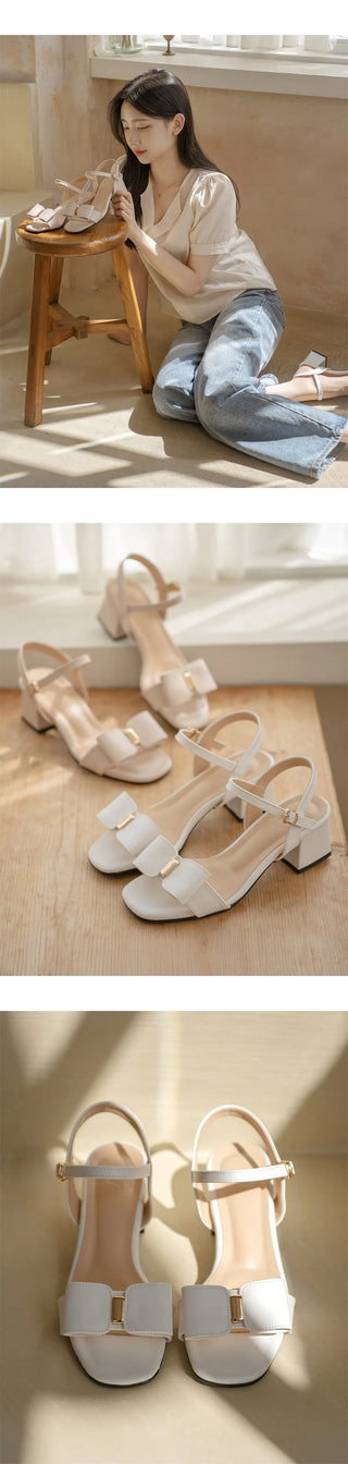 Rib ribbon strap sandals 5cm