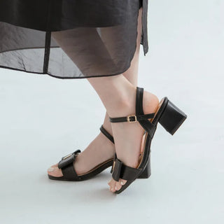 Rib ribbon strap sandals 5cm