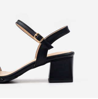 Rib ribbon strap sandals 5cm