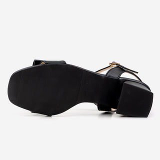 Rib ribbon strap sandals 5cm