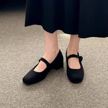 Manos Fur-lined Mary Jane Flats 3cm