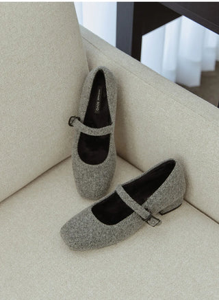Manos Fur-lined Mary Jane Flats 3cm