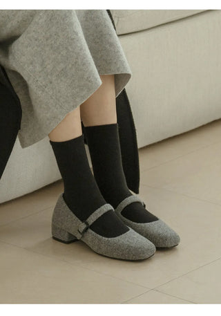 Manos Fur-lined Mary Jane Flats 3cm