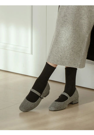 Manos Fur-lined Mary Jane Flats 3cm