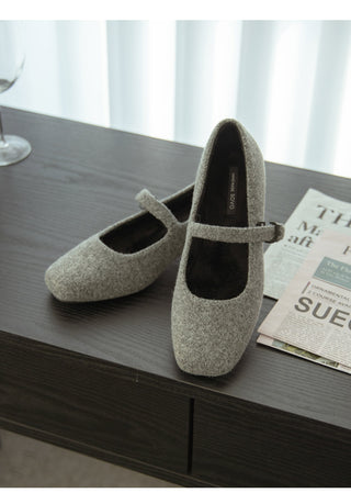 Manos Fur-lined Mary Jane Flats 3cm