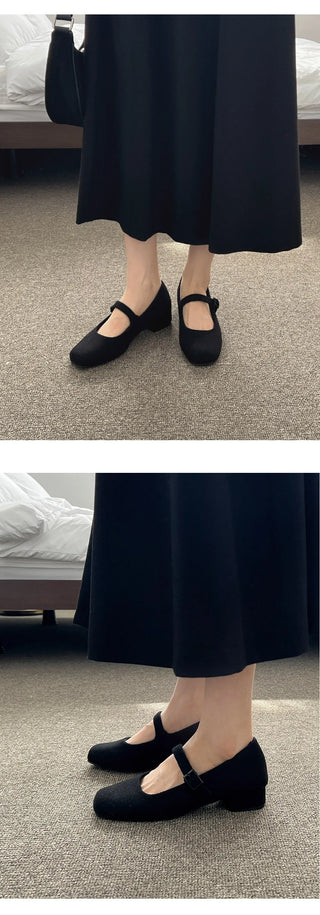 Manos Fur-lined Mary Jane Flats 3cm