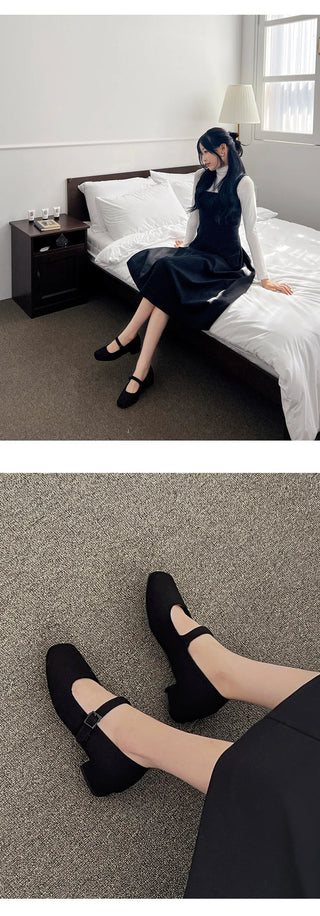 Manos Fur-lined Mary Jane Flats 3cm
