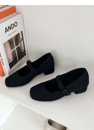 Manos Fur-lined Mary Jane Flats 3cm