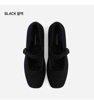 Manos Fur-lined Mary Jane Flats 3cm