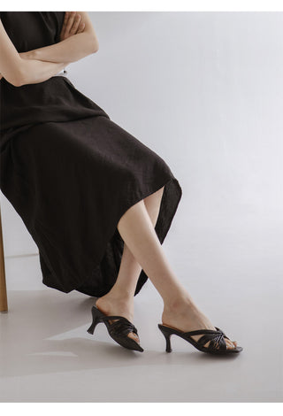 Printz Cowhide Strap Slipper Mules 6cm