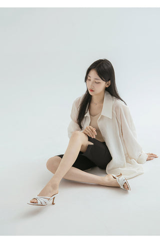 Printz Cowhide Strap Slipper Mules 6cm