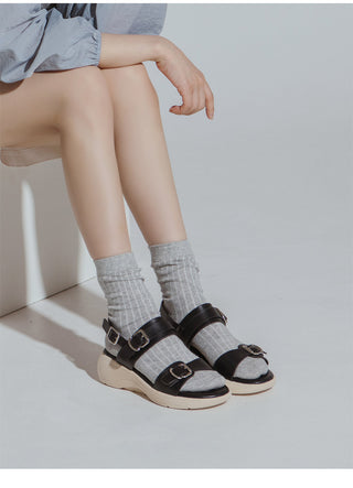 Marine Double Strap Wedge Sandals 4cm