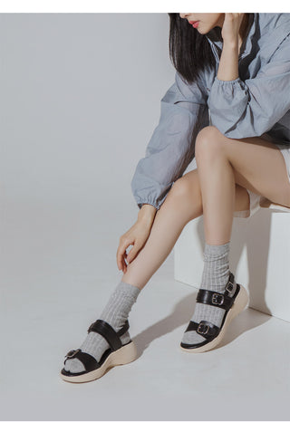 Marine Double Strap Wedge Sandals 4cm