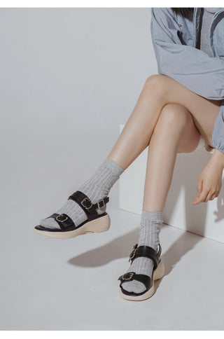 Marine Double Strap Wedge Sandals 4cm
