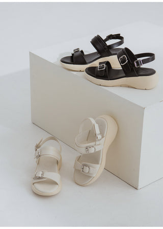 Marine Double Strap Wedge Sandals 4cm