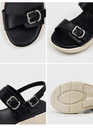 Marine Double Strap Wedge Sandals 4cm