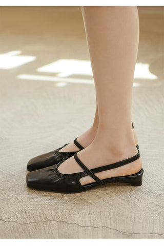 Mars Shirred Strap Flat Slingback 2cm