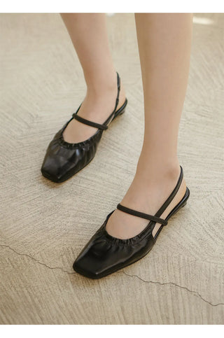 Mars Shirred Strap Flat Slingback 2cm