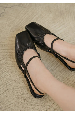 Mars Shirred Strap Flat Slingback 2cm