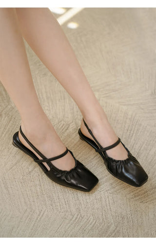 Mars Shirred Strap Flat Slingback 2cm