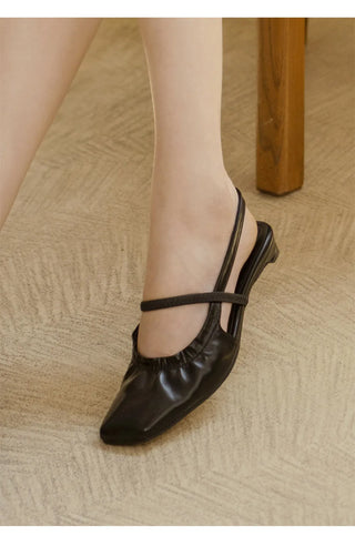 Mars Shirred Strap Flat Slingback 2cm