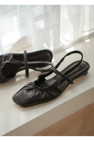 Mars Shirred Strap Flat Slingback 2cm