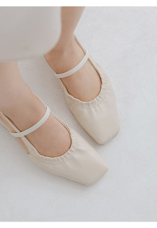 Mars Shirred Strap Flat Slingback 2cm