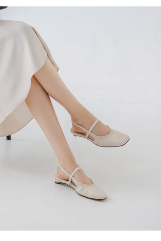 Mars Shirred Strap Flat Slingback 2cm