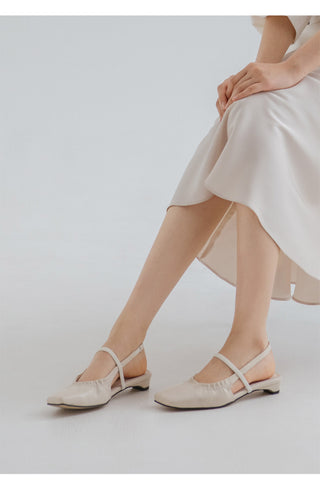 Mars Shirred Strap Flat Slingback 2cm
