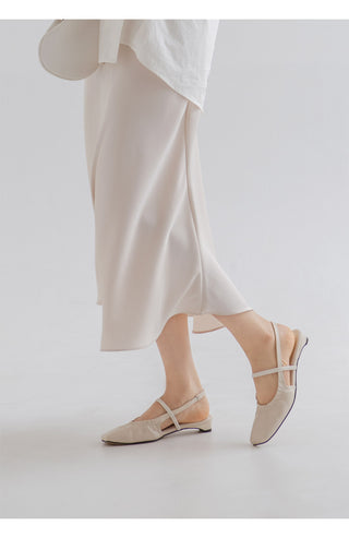 Mars Shirred Strap Flat Slingback 2cm