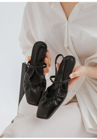 Mars Shirred Strap Flat Slingback 2cm