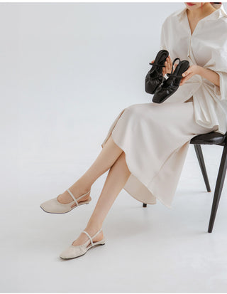 Mars Shirred Strap Flat Slingback 2cm