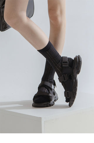 Flue Velcro Strap Platform Sandals 4cm