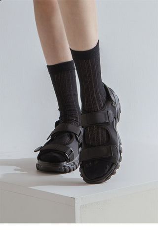 Flue Velcro Strap Platform Sandals 4cm