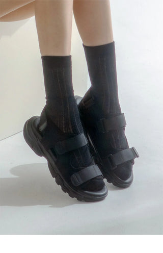 Flue Velcro Strap Platform Sandals 4cm
